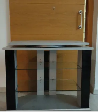 Mesa TV cristal y madera