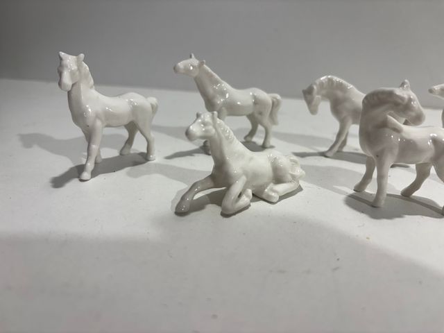 Set 7 Caballos Porcelana Japonesa Años 60