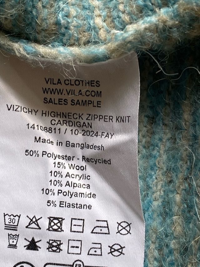 Cárdigan lana/alpaca cremallera beige T.M