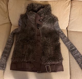 Cazadora pelo marrón y gris