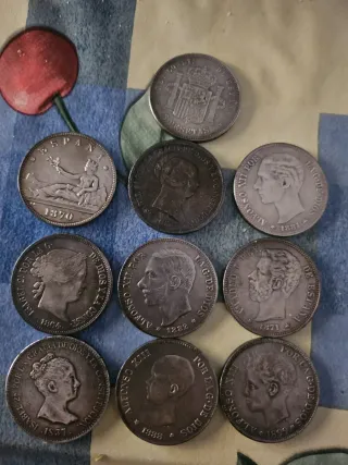 Lote de 9 monedas antiguas españolas