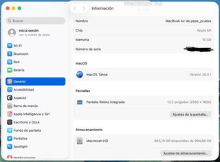 MacBook Air M1 16GB 1TB Oro 2022