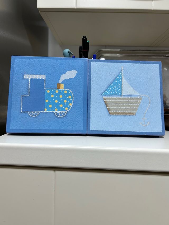 Cuadros Infantiles Tren y Barco