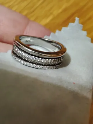 Anillo plata con brillantes 18mm