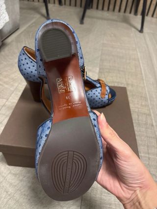 Sandalias Chie Mihara Tacon Azul/Marrón (1 uso)