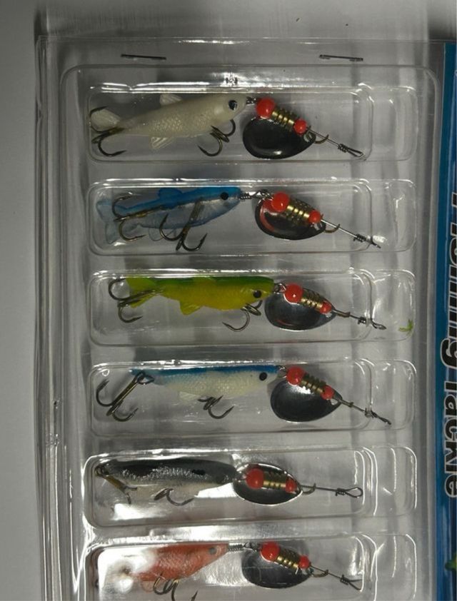 Set 6 Señuelos pez vinilo Cucharilla black bass