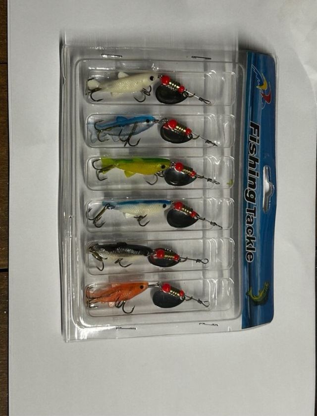 Set 6 Señuelos pez vinilo Cucharilla black bass