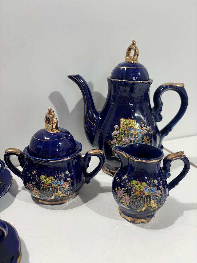 Juego Café Porcelana Japonesa Vintage Dorado