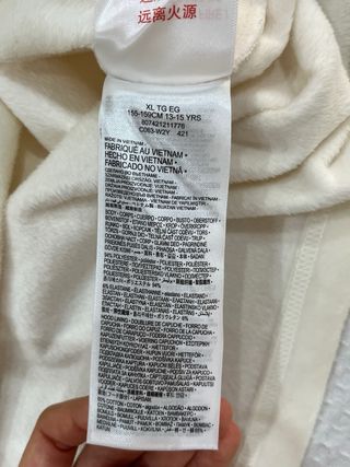 Sudadera Converse Beige niña, talla 13-15