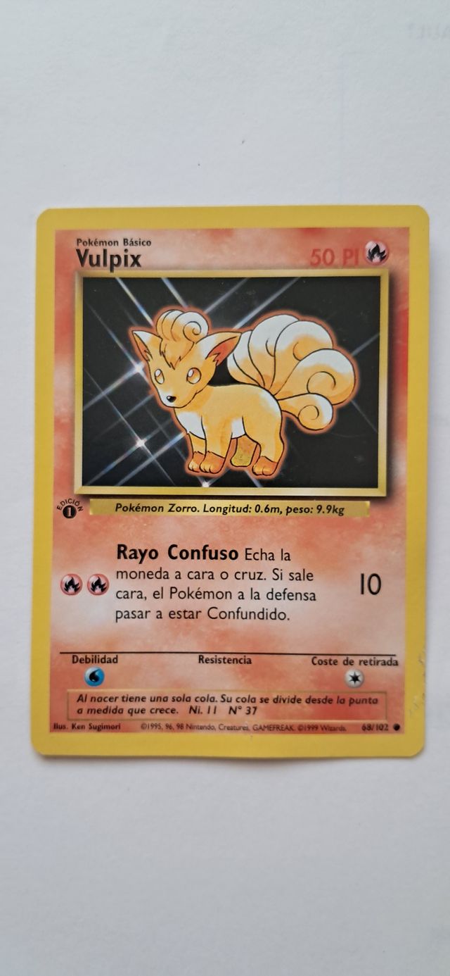 Carta Pokémon Vulpix Base Set 1ª Edición españa