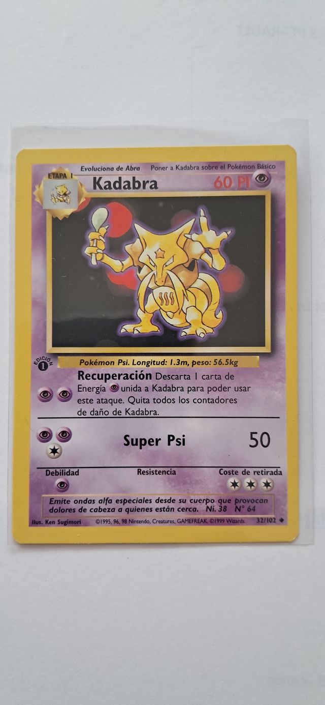 Carta Pokémon Kadabra Base Set 1ª Edición