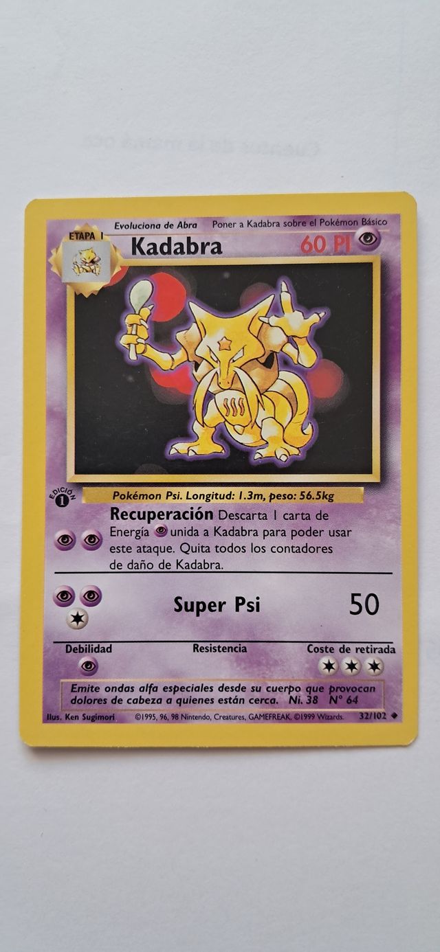 Carta Pokémon Kadabra Base Set 1ª Edición
