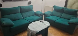 Sofá 3+2 en piel de melocotón