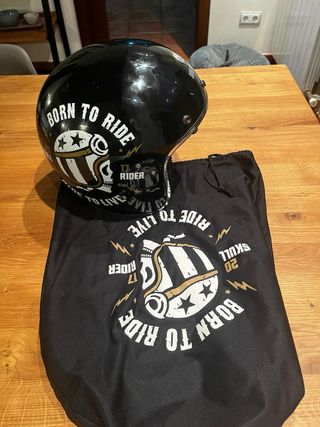 Casco Café Racer Born to Ride skull rider
