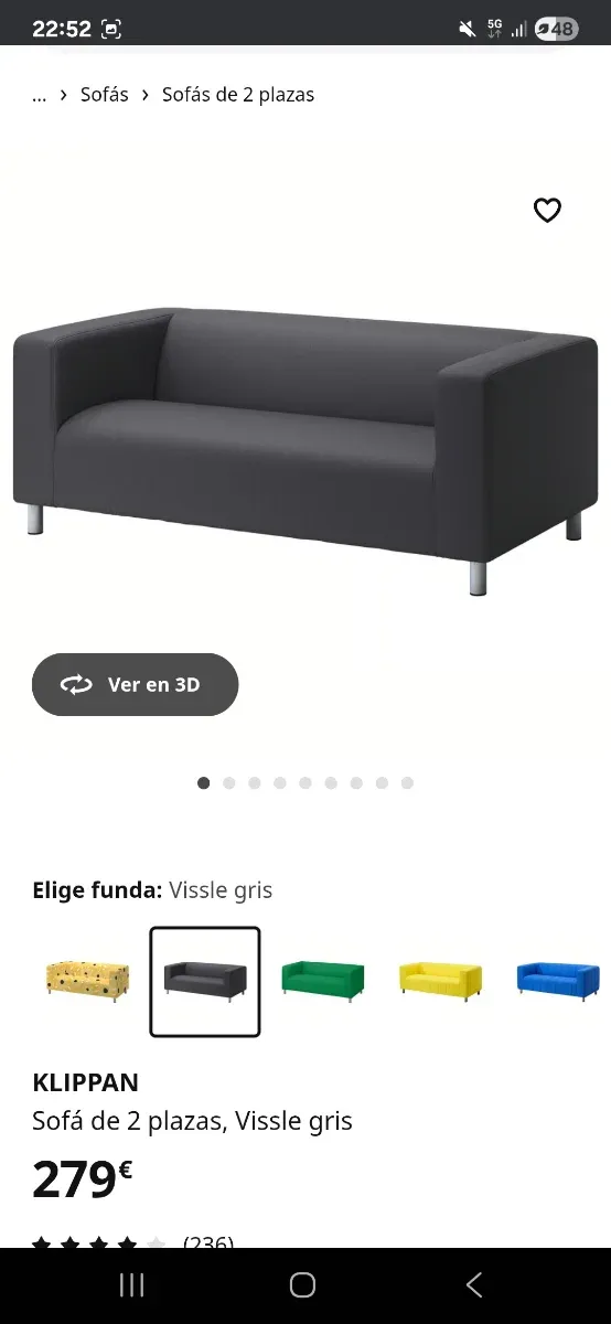 Sofá Klippan Ikea casi nuevo + 2 fundas