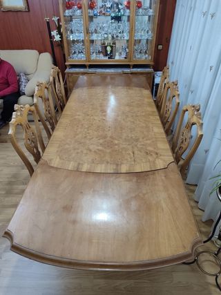 Conjunto salón/recibidor de madera maciza y mármol