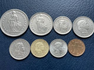 Lote 8 monedas Suiza, 3,91 francos suizos