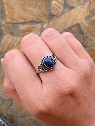 Anillo Plata 925 Piedra Azul