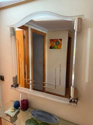 Mueble recibidor entrada cristal y metal