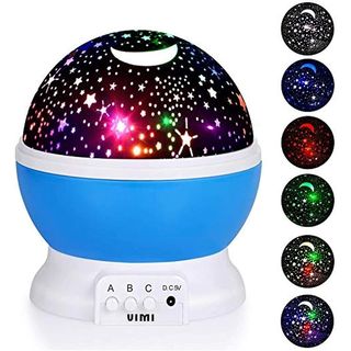 Proyector Niño Vimi JSQ05 , USADO, Lámpara de noche de mesa,Proyector estrella Niños USB, -AZUL, REACONDICIONADO, marcas minimas