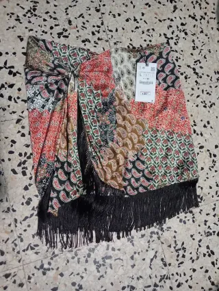 Falda Zara Patchwork Flecos Talla L
