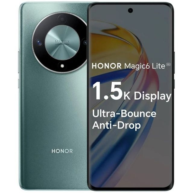 Honor Magic6 Lite 5G 8GB/256GB verde smeraldo, smartphone mobile gratuito, Android, marchi minimali RICONDIZIONATI
