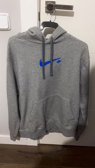Sudadera Nike Gris con Logo Azul
