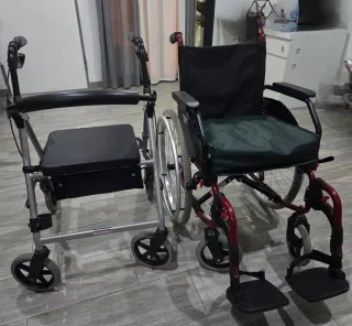 Silla de ruedas y andador con asiento como nuevos 