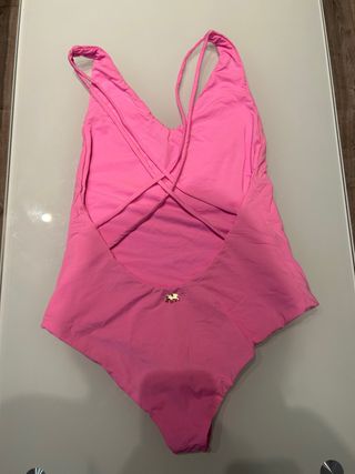 Bañador rosa cruzado espalda