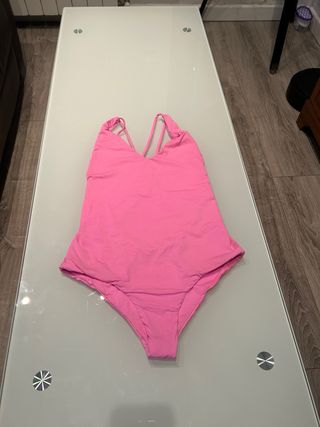 Bañador rosa cruzado espalda