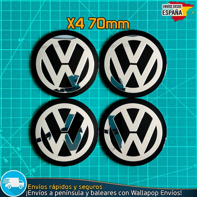 X4 Emblemas Volkswagen 70mm Pegatinas Tapacubos