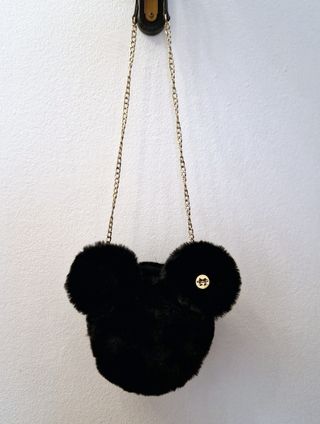 Borsa a tracolla Disney Mickey peluche nera