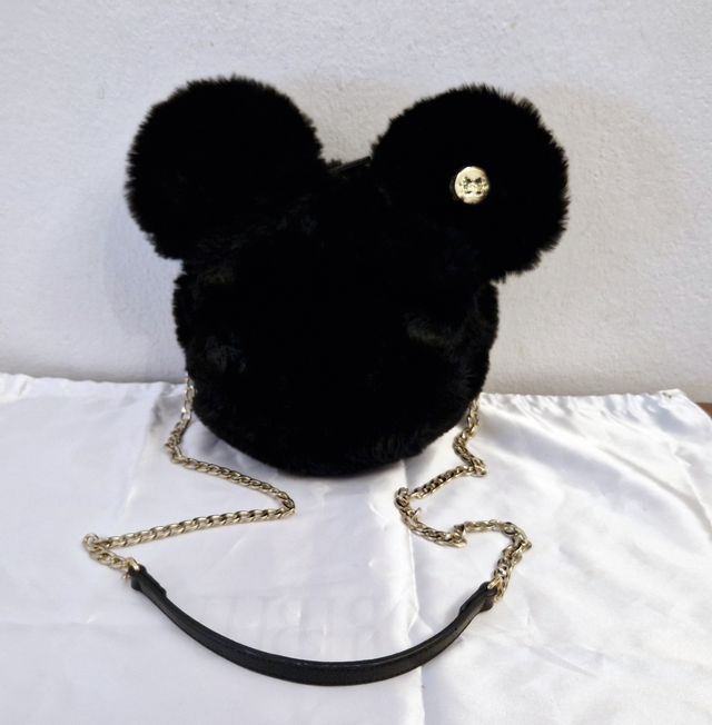 Borsa a tracolla Disney Mickey peluche nera
