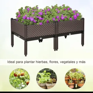 Juego 2 jardineras elevadas marrones