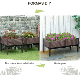Juego 2 jardineras elevadas marrones