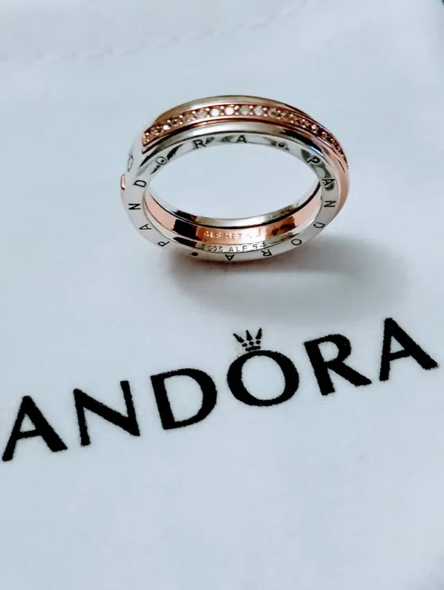 Anillo Pandora Oro Rosa y Plata Talla 17.3 mm