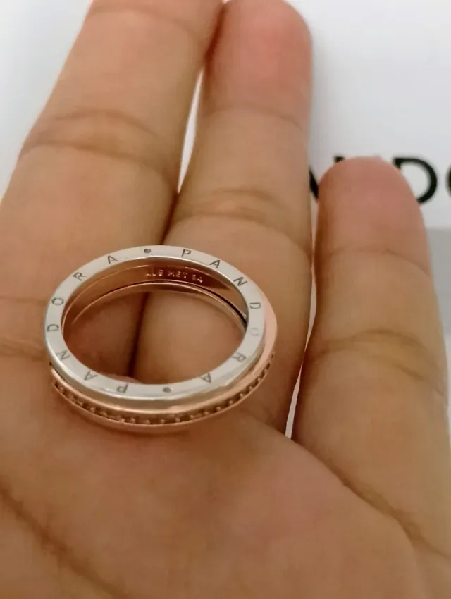 Anillo Pandora Oro Rosa y Plata Talla 17.3 mm