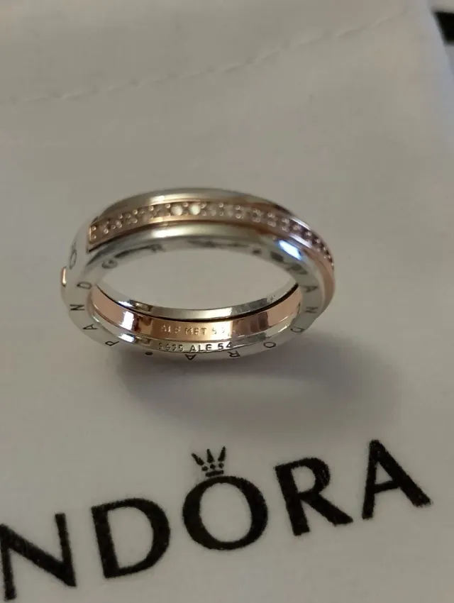 Anillo Pandora Oro Rosa y Plata Talla 17.3 mm