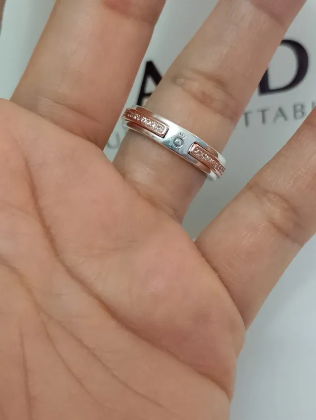 Anillo Pandora Oro Rosa y Plata Talla 17.3 mm