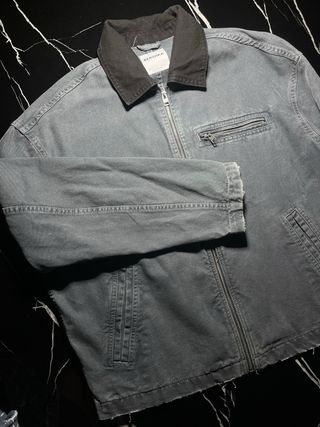 Chaqueta vaquera Bershka Talla L negro/azul