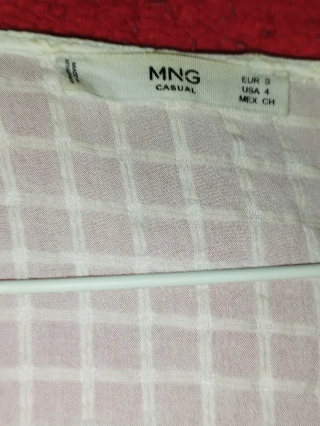 Blusa Mango S Talla S Blanca Textura Cuadrados