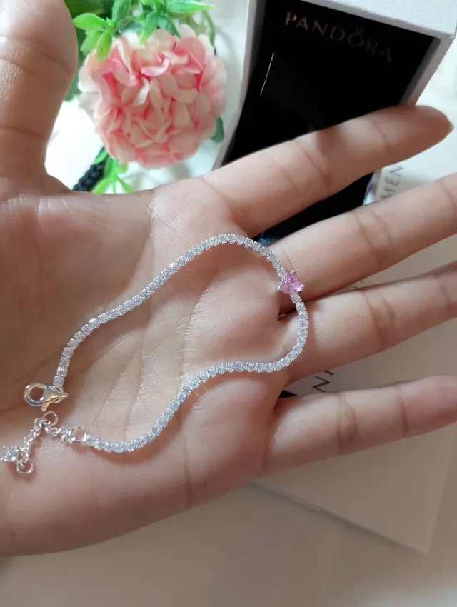 Pulsera Pandora Plata y Circonitas Rosa