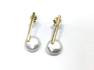 pendientes oro 18k con piedra con perla