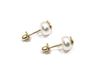 pendientes oro 18k con piedra con perla