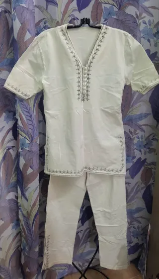 Conjunto Venca blanco bordado