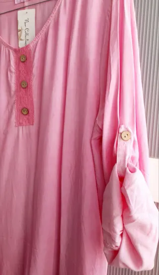 Blusa rosa com botões e renda T.U. MADE IN ITALY