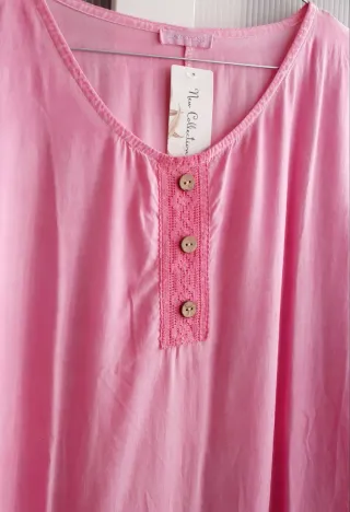 Blusa rosa com botões e renda T.U. MADE IN ITALY