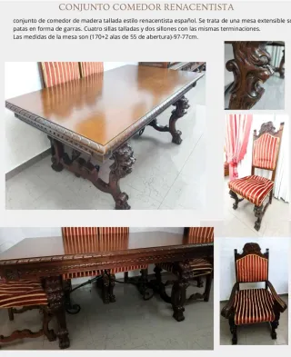 Conjunto Mesa Madera Salón.