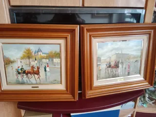 Due quadri ad olio Paesaggi parigini