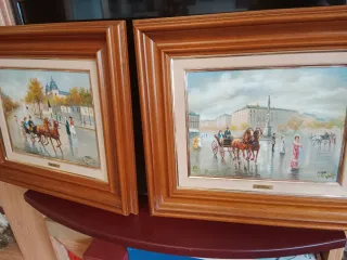 Due quadri ad olio Paesaggi parigini